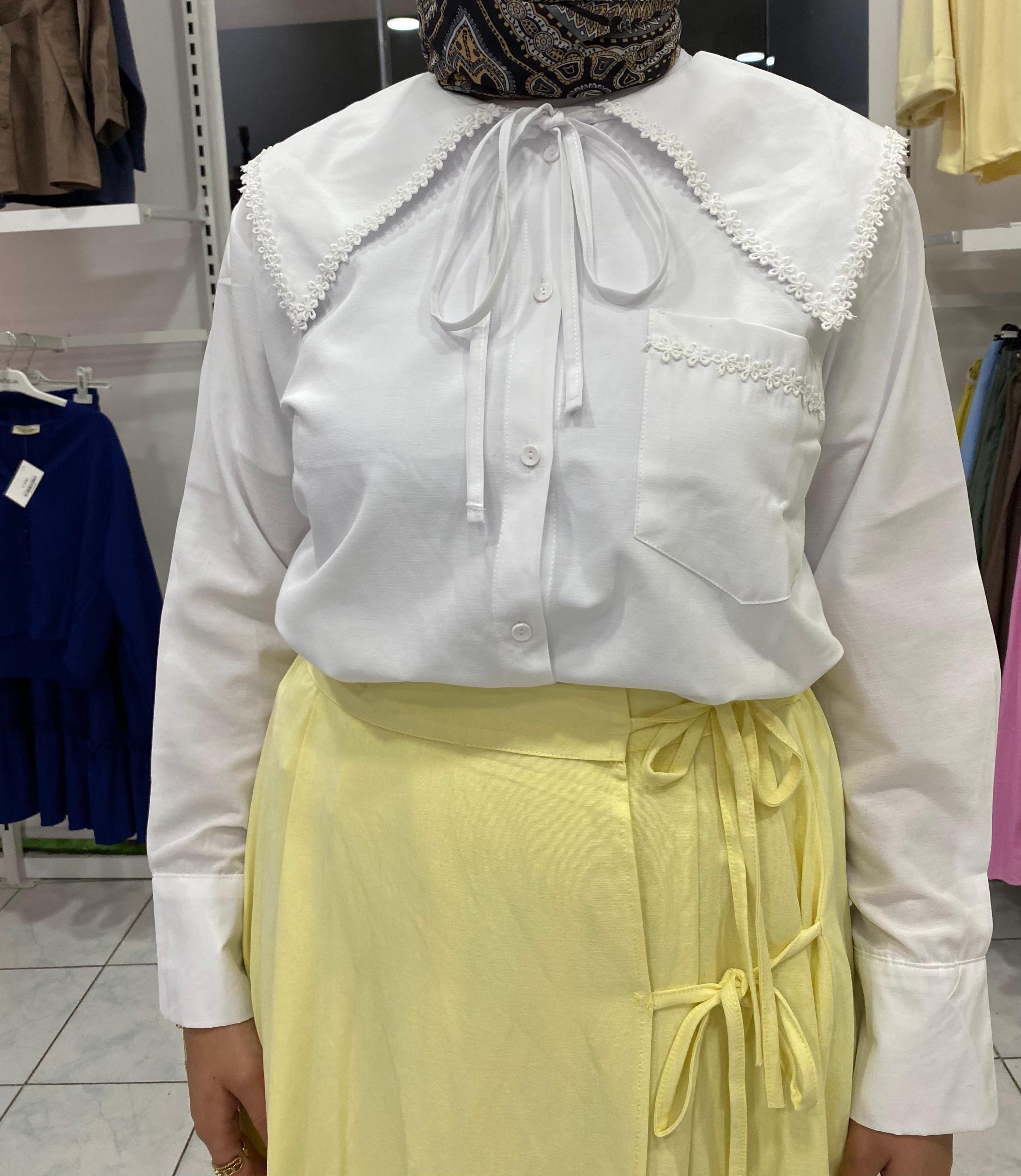 bebe yaka etek üstü gömlek